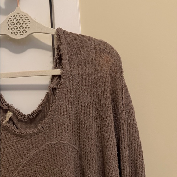 Free People Brown Waffle Knit Shirt - Picture 3 of 5